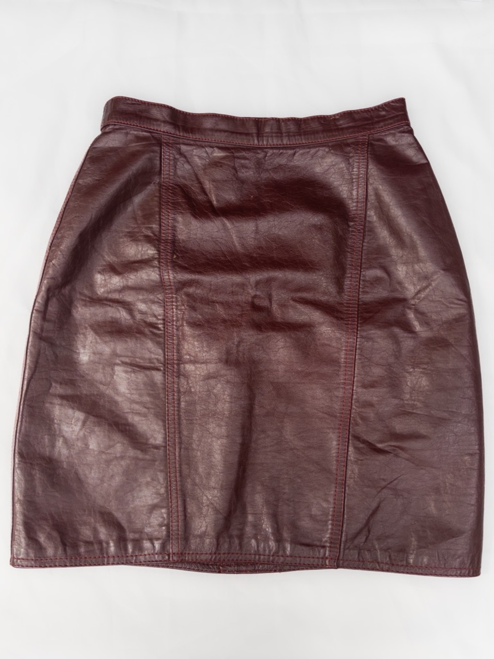 Chestnut Brown Genuine Leather Miniskirt Vintage 1990's
